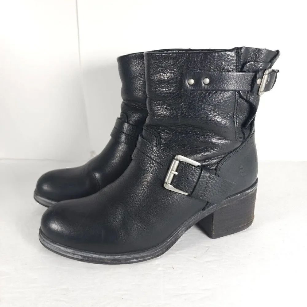 Bull Boxer Women’s US 6,5 EU 37 Black Leather Pull On Riding Boots Booties